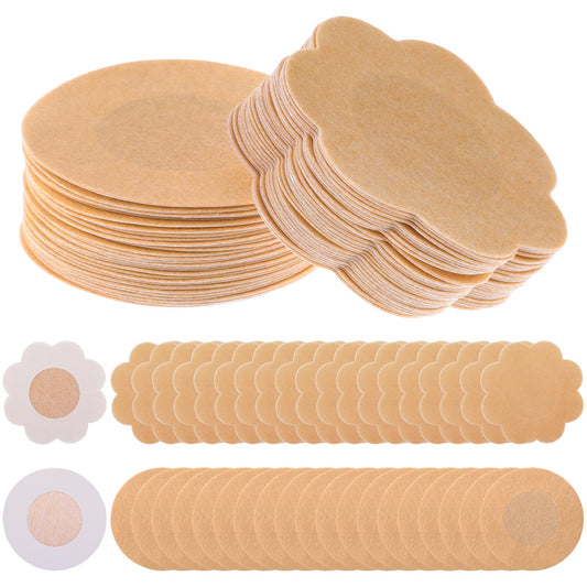 WLLHYF 40 Pieces Women Breast Covers Self Adhesive Nipple Covers Disposable Breast Pasties Plum Shaped Invisible Lace Petals Bra Invisible Nipple Stickers for Women Girls (Set 4)