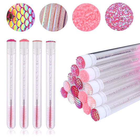Sibba 16 Pieces Spoolies Eyelash Brush Mascara Wands Eyebrows Applicators Eye Lashes Extensions Separator Supplies Cleansing Bath Cleanser Crystal Diamond Tubes Decor Holder Makeup kit