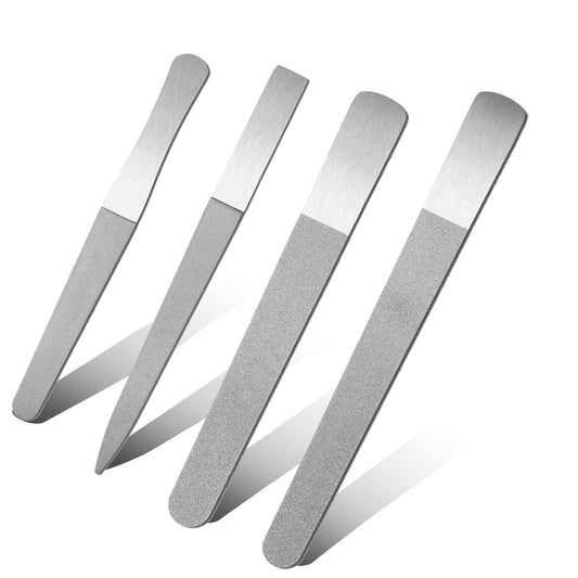 WLLHYF 4 Pieces Stainless Steel Nail File Set Diamond Double Side Nail File Metal Fingernail Toenail Buffer File Manicure Files Natural Nail Emery Boards for Salon Home Travel Use