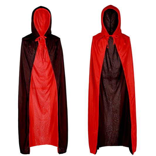 COMNICO Halloween Vampire Hooded Cloak Unisex Adult Reversible Witch Cape Cosplay Vampire Costume Props for Fancy Dress Up Party Christmas Women Men 55 Inch