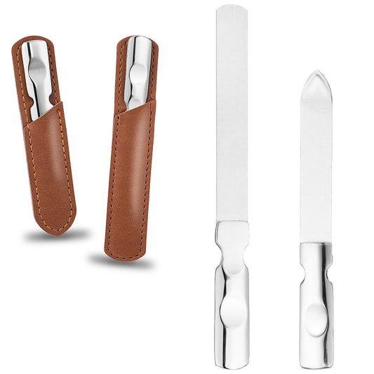 Sibba Nail File Filer 2 PCS Metal Fingernail Manicure Pedicure Kit Emery Boards Sanding Strip Professional Finger Toe Toenail Polishing Diamond Buffer Crystal Shaper Small Thick Pointed Tip Board