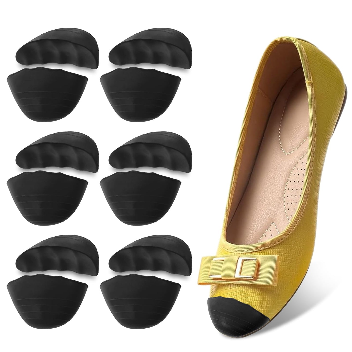 Wanmu Shoe Filler for Loose Shoe, 12 Pcs Toe Inserts for Shoes Too Big, Toe Plug to Make Shoes Smaller, Shoes Too Big Filler Inserts for Women and Men (Black)