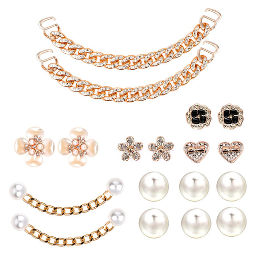 COMNICO 20 Pcs Shoelace Charms, Rhinestones Chain Cute Shoes Decorations Fashion DIY Flower Pearl Jewelry Clog Chain Shoes Accessories for Women Girls Party Favors
