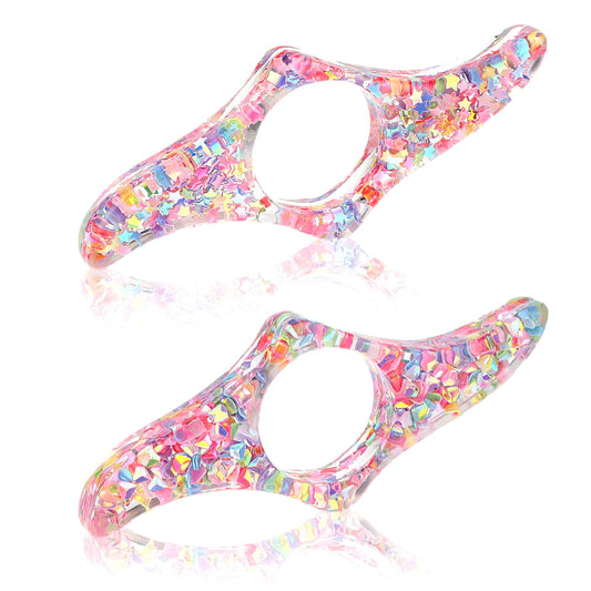 Dimeho 2 Pcs Book Page Holder Star Sequin Thumb Page Press Bling Clear Resin Effortless Book Opener Reading Accessories Gifts for Reader Friends Bookworm Literary Lovers Students(2 Pink)