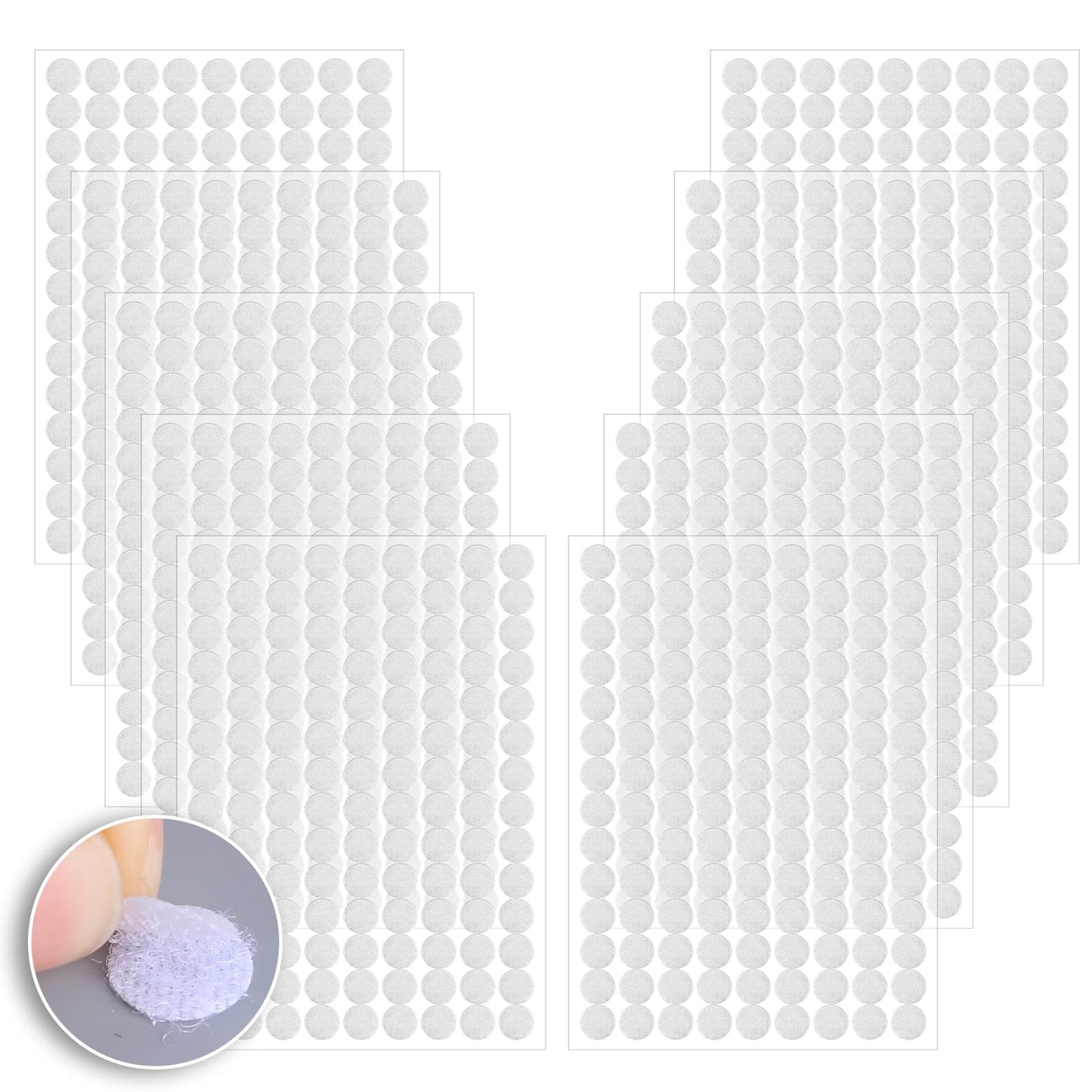 Wanmu 1260Pcs(630 Pair) Self Adhesive Dots, 0.39" Diameter Strong Nylon Sticky Dots, Hook and Loop Dots Tape for Home, Classroom, Office
