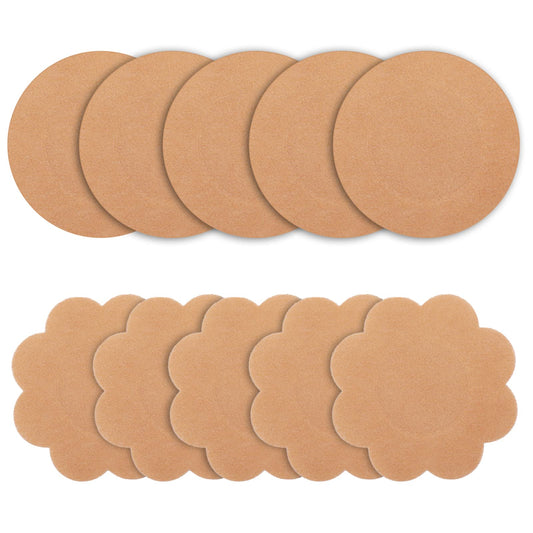 Sibba Nipple Cover Pasties Stickers 10 PCS Skin Color Breast Petal Pasty Waterproof Nipplecovers Swim For Women Girls Beige