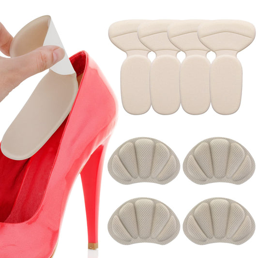 Sibba 4 Pairs Butterfly Heel Cushion for Big Shoes Includes 2 Pairs Self-Adhesive Heel Cushion Pads and 2 Pairs T Shape Heel Grips Liner Insert Preventing Too Big Shoe Relieve Pain Foot Care Protector