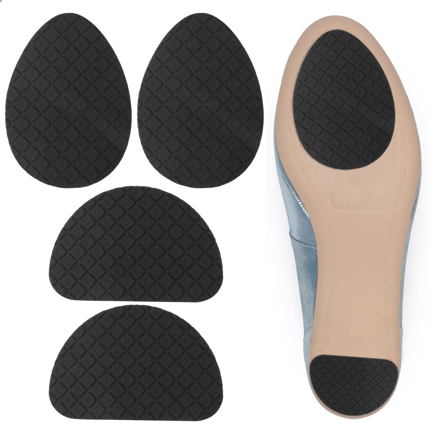 COMNICO 2 Pairs Non Slip Shoes Pads Shoe Sole Protector Sticker for High Heels Leather Shoes Silicone Self Adhesive Anti Slip Shoe Grips on Bottom of Shoes for Women Wear-Resistant (Black)