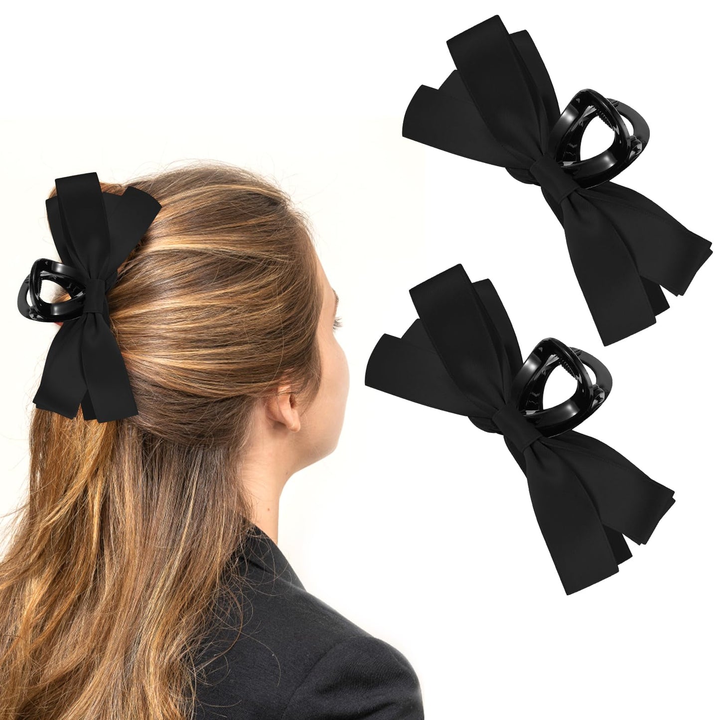Big Bow Hair Claw Clips for Women, Bow-knot Hair Claw Clips Barrettes for Thick Thin Hair, Nonslip Claws Clamps Hair Clips, Bow Hair Dress Up Accessories for Birthday Party Show Christmas Thanksgiving