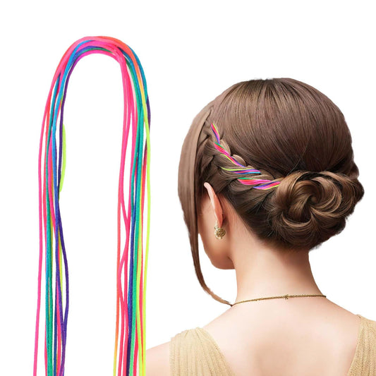 Dimeho 30 Pcs Colorful Hair Wrap String for Braids Multi Rainbow Braiding Gradient Color Long Hair Tie Rope Band Braiding Twist Hair Styling Accessories for Girls Deco Dreadlock Gift Hang Tags