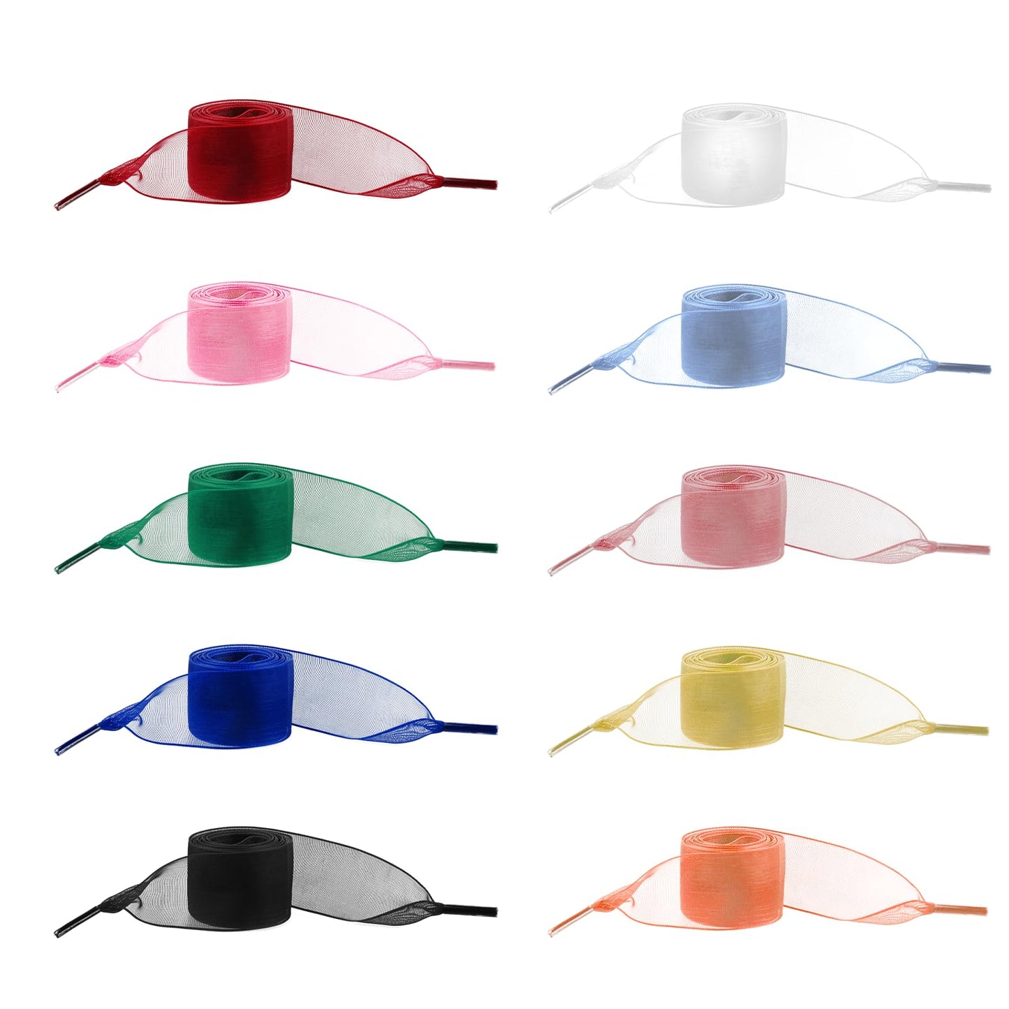 COMNICO 10 Pairs Shoe Laces Soft Silk Satin Shoelaces Snow Yarn Fashion Ribbon Shoestrings Flat Wide Colorful Shoe Ties for Women Girls Lady Sneaker(10 Colors)