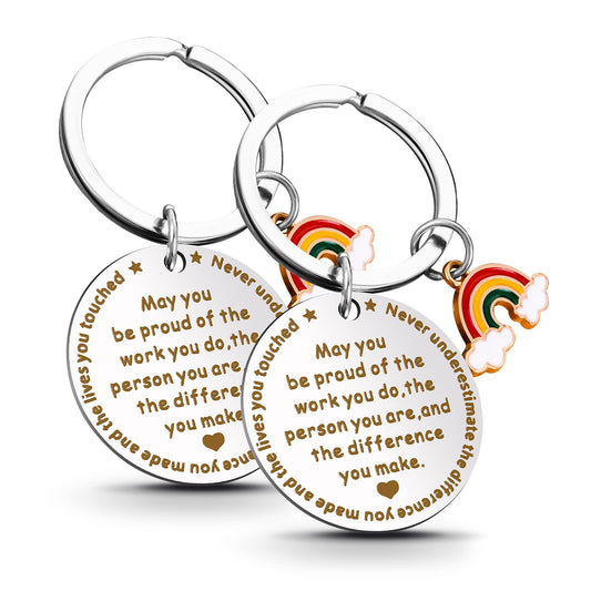 Sibba 2 Pieces Self Recognition Personalized Keyring Keychain Pendant Souvenir Tags for Mother Thanks Excitation Life Key Chain Christmas Gifts for Friends Volunteers Employees Men Women