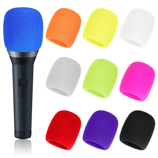 Sibba Pop Filter Microphone Foam 20 Pcs Windscreen Covers Disposable Mic Covering Reusable Pop Filters Microphones Accessories Head Pad Thick Handheld Stage Sponge Colorful Filter Cap