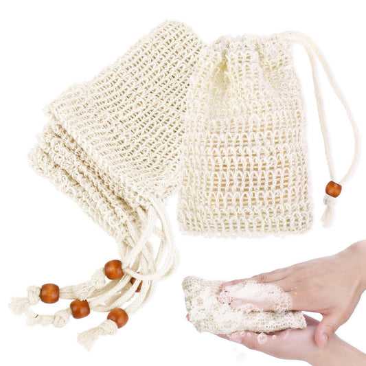 Sibba Bar Soap Bag Saver Pouch Mesh Net Rope Holder Cover Container Sleeves Travel Home Shower Bath Foaming Loofah Massage Effective Exfoliation
