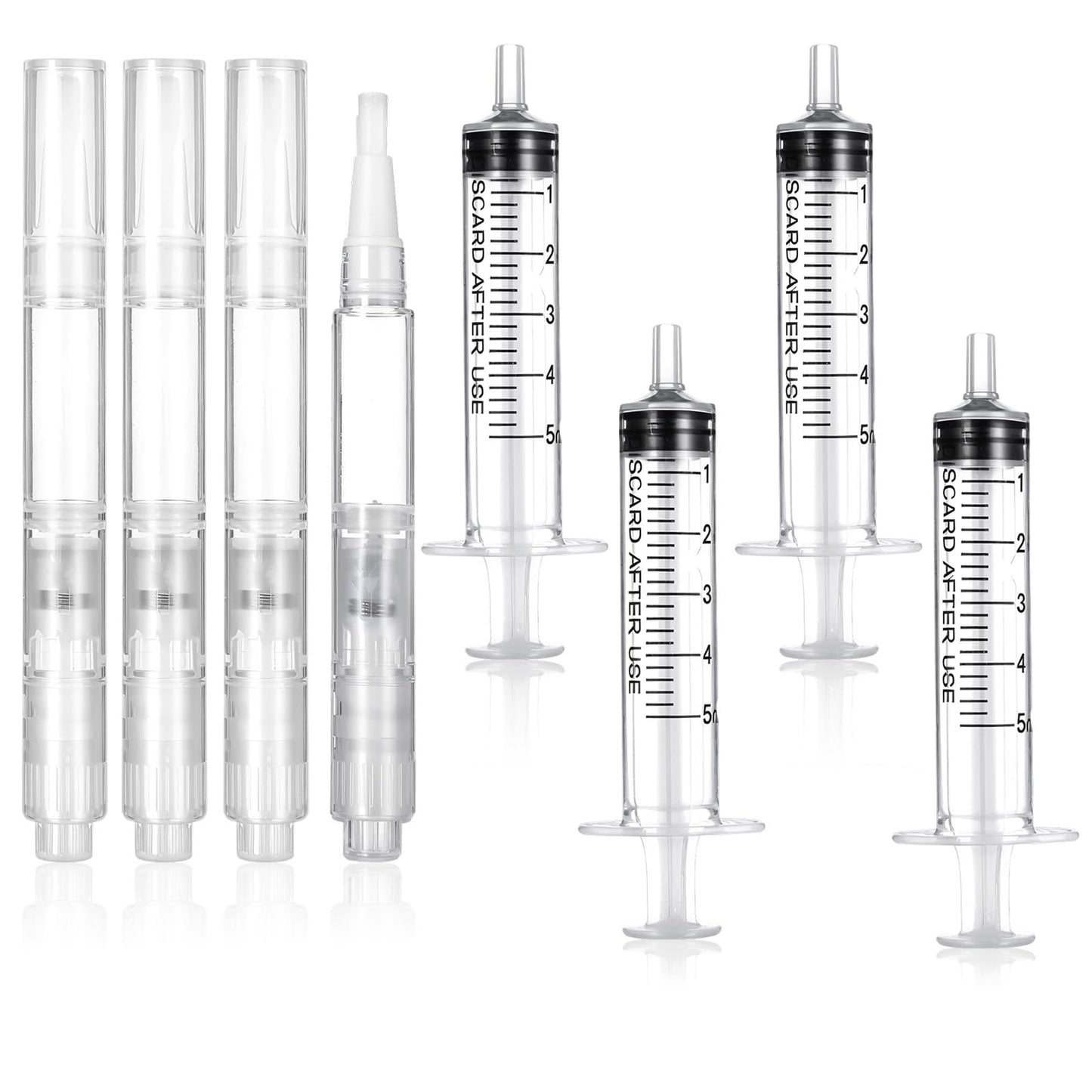 Gjinxi 8 x 3 ml fillable touch up pens and 5 ml plastic syringe set, touch up paint pen, brush pens for repair, correction pen for wall paint, furniture, cabinets, floors, doors