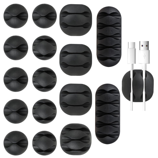 16PCS Cable Holder Clips Adhesive Cord Organizer Adjustable Charger Wire Holder Clips Silicone Cord Wire Organizer Cable Management Holders for Car Home Office Desk Cubicle Nightstand Computer