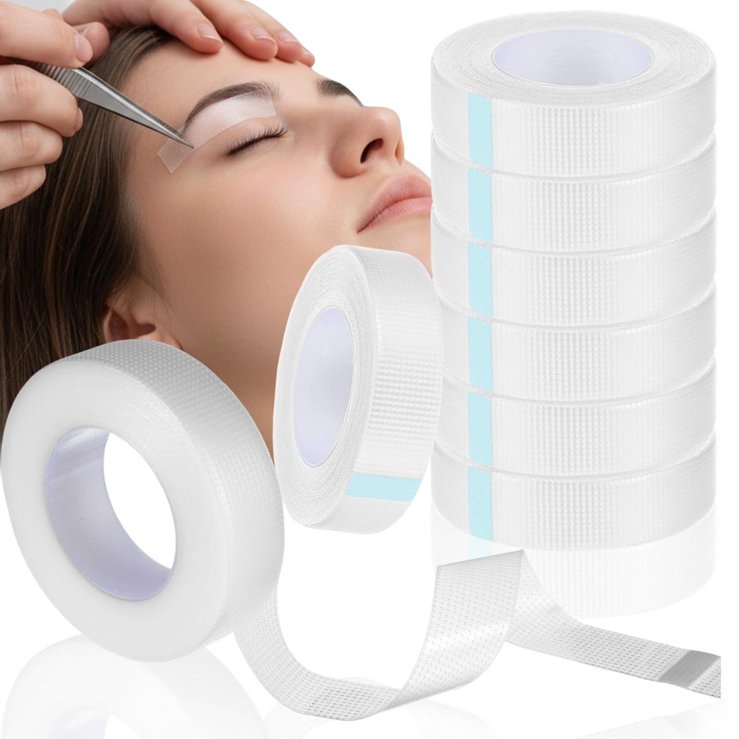 QFGasre 8 Rolls Lash Tape Eyelash Tape Adhesive Eyelash Tapes Makeup Tapes for Eyelashes Extension Lash Clusters Eyeshadow Breathable Micropore 9 m/10 Yard Each Roll White