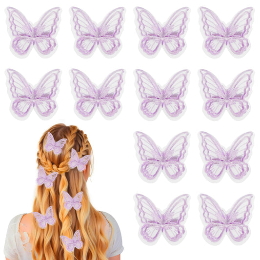 Sibba 12PCS Purple Butterfly Hair Clips, Butterfly Hair Accessories For Girls Women Small Mini Butterfly Hair Claw Clips Moving Butterfly Clips For Teens Women Girls Concert Party