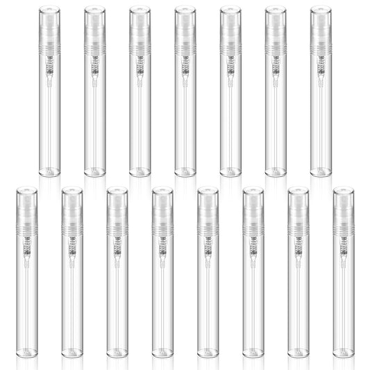 15 Pcs Mini Spray Atomizer Empty Bottles, 5ml Portable Mist Plastic Refillable Sample Bottle, Travel Spray Perfume Bottles with Atomizer Pump for Liquid Hairstyle Making Skin Care Makeup Tool