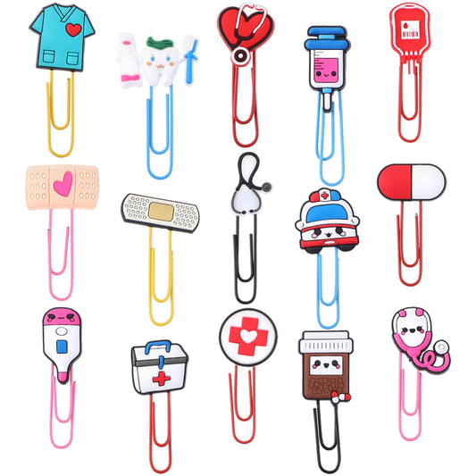 Bookmarks with Colorful Paperclip Cartoon Bulk Bookmarks Cute Bookmark Clamp Desk Accessories Book File Page Marker Clip Notes Clips for Office Sturdy Organize
