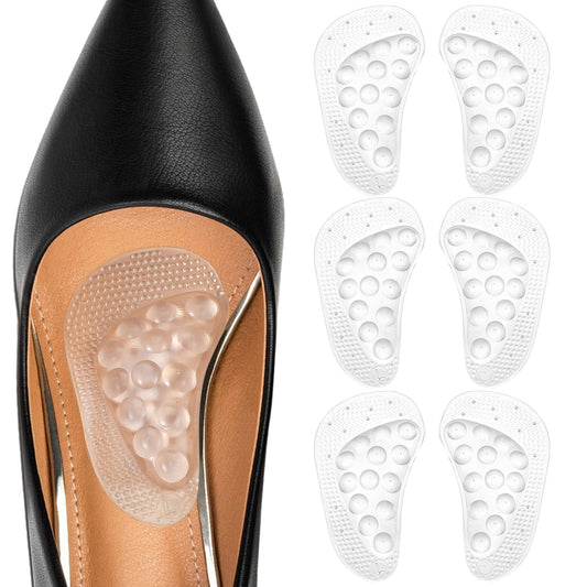 Wanmu 3 Pairs Arch Support Shoe Insoles for Flat Feet, Gel Arch Inserts for Plantar Fasciitis, Adhesive Arch Pad for Relieve Pressure and Feet Pain, Reusable Arch Inserts for Foot Pain Relief