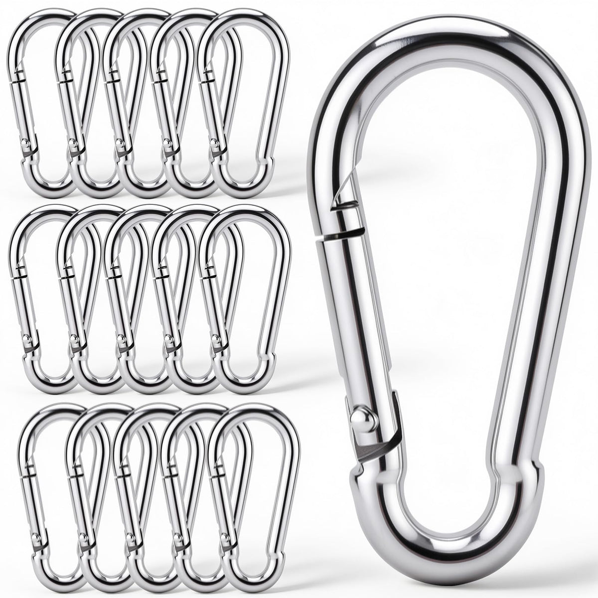QFGasre Small Carabiner Clip, 15 Pcs 1.57 inch Metal Spring Snap Hook Clips