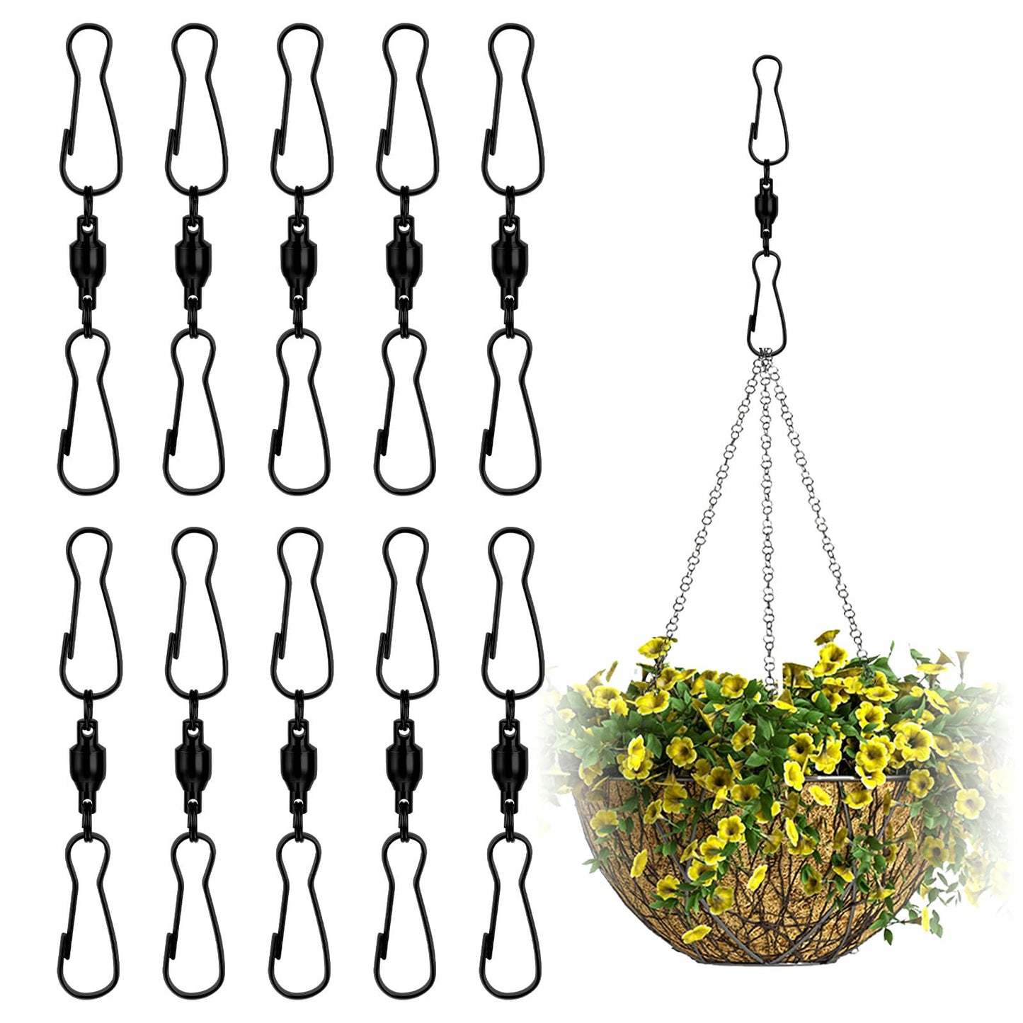 Sibba Swivel Hooks Clips 10 Pcs Wind Spinners Wind Chimes Grips Spin Hangers Twisters Pegging Spiral Holder Stainless Steel Tails Windsock Clips Party Supply for Wind Chimes Crystal Twisters