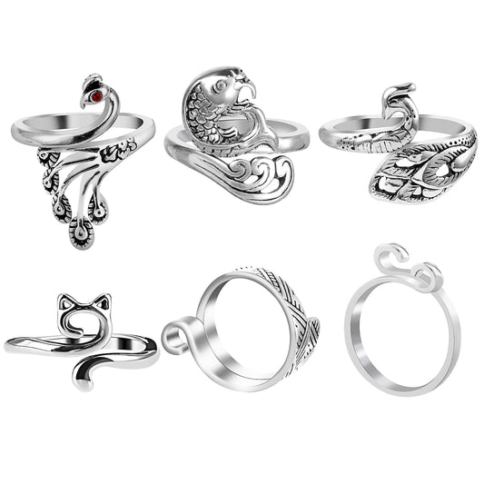 Sibba Finger Open Rings Tension Yarn Holder 6 PCS Faster Knitting Thimble Tools Crochet Accessories Crocheting Loop Adjustable Turning Hand-Crochet Line Wire Sewing Crafts Guide