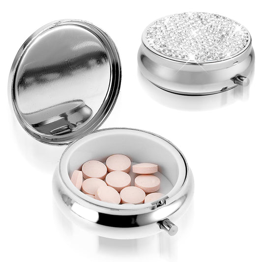 Sibba 3 Compartment Pill Case, Travel Portable and Multi-Functional Pill Box, Moisture Proof Pill Case for Purse & Pocket, Medicine Organizer Box for Vitamins, Fish Oil & Supplements (Silver)
