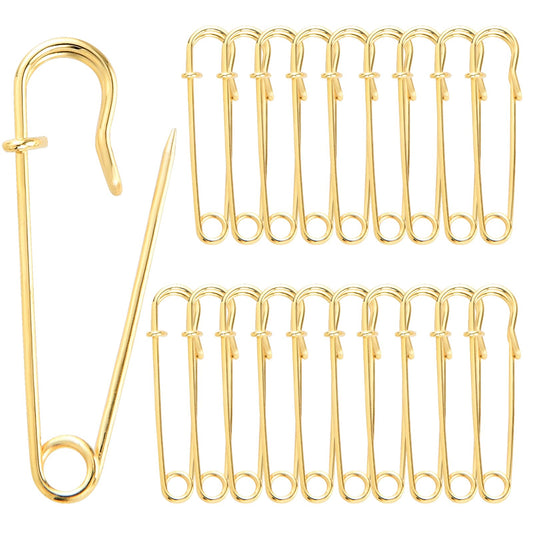 Sibba Large Safety Pins, 20Pcs Safety Pins Heavy Duty, Safety Pins for Clothes, Blanket Safety Pins, Pins Fasteners for Clothes, Leather, Crafts, Canvas, Blankets, Shawls, Kilts(Gold)