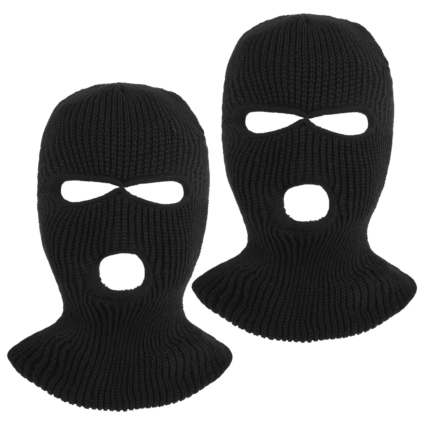Sibba 2 Pcs 3 Hole Winter Knitted Mask Black Full Face Ski Mask Winter Warm Face Cover Balaclava Winter Face Mask Beanie Face for Men Women Outdoor Sports Cycling Motorcycle Snowboard