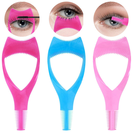 Sibba 3Pcs Mascara Shield Guard, Lashes Buddy, Silicone Upper and Lower Mascara Applicator Lash Guard, False Eyelashes Applicator, Reusable Eye Makeup Tool for Women and Girls (Pink)