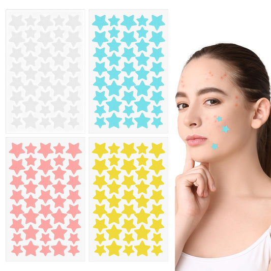 Sibba Face Pimple Patches 160 Pcs Cute Star Zit Covers Hydrocolloid Pad Sticky Spot Stickers Covering Pore Cleaning Strips Peel Invisible Spot Absorbing Zit Patch Colorful Star Covers