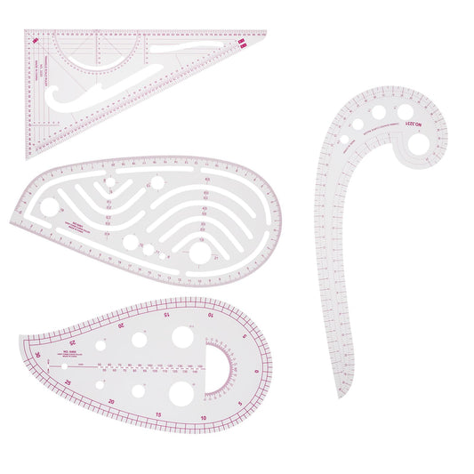 WLLHYF 4 Pieces Ruler Sewing Tailor Ruler Clothing Ruler Transparent Ruler Set Plastic Sewing Tools Curve Ruler for Curves Dress Sewing Dressmaking