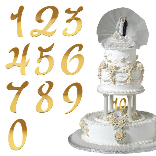COMNICO Acrylic Number for Cake Topper, 10 Pcs DIY Cake Decoration with Mirror Number 0-9 Cake Picks Decor Anniversary Baby Shower Cupcake Toppers for Birthday Party Wedding Supplies