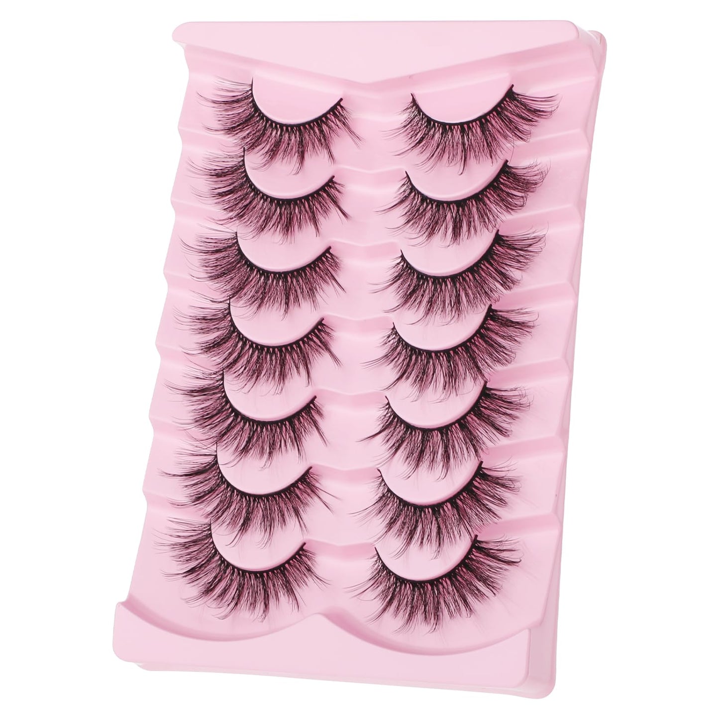 Qianyu 7 Pairs Pre Glued Self Adhesive False Eyelashes Reusable Multipack Self Adhesive Lashes Extensions Natural Look Soft Wispy Effect Press on Fluffy Fake Eyelashes Contact Lens Friendly(D33)