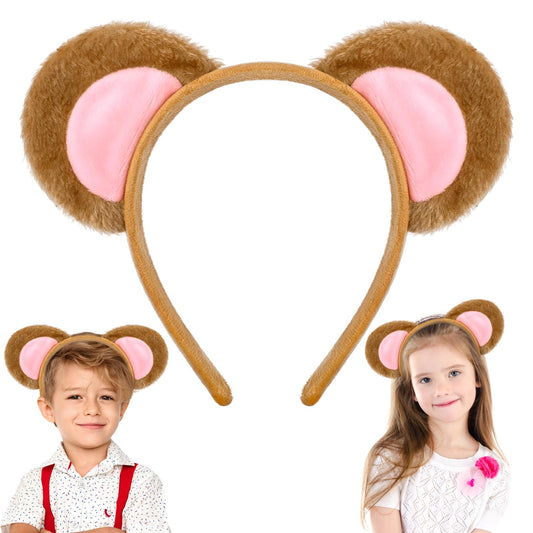 COMNICO Mouse Ears Headband, 1Pcs Mouse Costume Accessory Animal Ears Headwear Plush Hairband Animal Costume Accessories for Animal Cosplay Halloween Cosplay Christmas Cosplay Dress Up Party