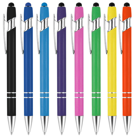 Sibba Stylus Pen Ballpoint Ink Touchscreen Smooth Click Touch Screens Devices Refills 8 PCS Assorted Colors Mini Nib Retractable Phone Tablet Thin Tip Compatible Handed Writing Instruments Office