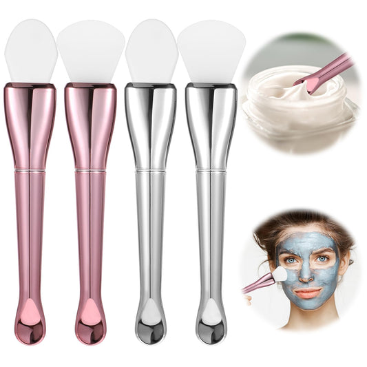 4 Pcs Face Mask Brush Applicator Silicone Facial Mask Applicator Double-End Face Mask Brush Reusable Face Mask Spatula Washable Skincare Applicator for Mud Clay Mask DIY Modeling Mask Body Lotion