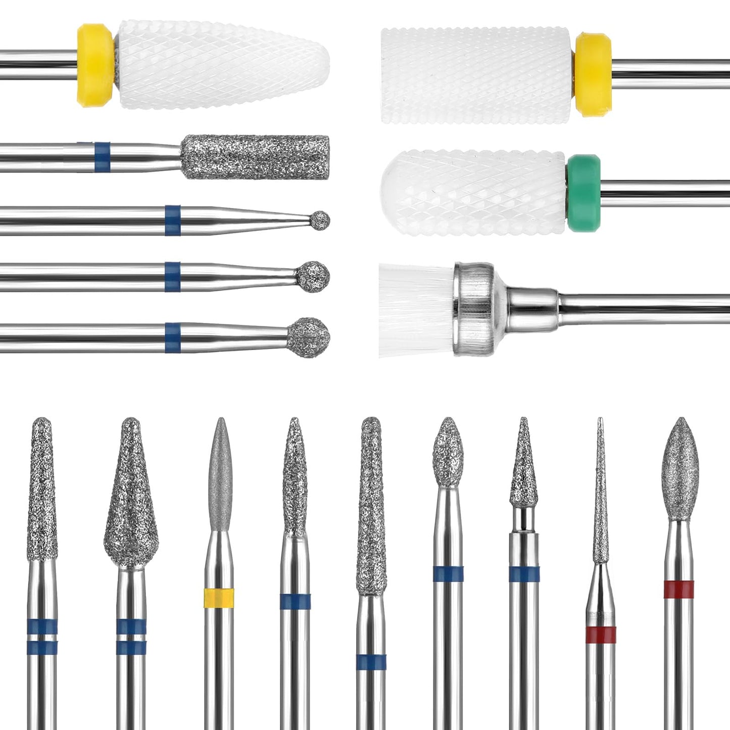 Sibba 17 Pcs Nail Drill Bits Sets 3/32 Inch Professional Remove Gel Acrylic Cuticle Diamond Tungsten Carbide Nail Drill Tools Steel Accessories Finger Tips Tool for Acrylic Gel Manicure Pedicure DIY
