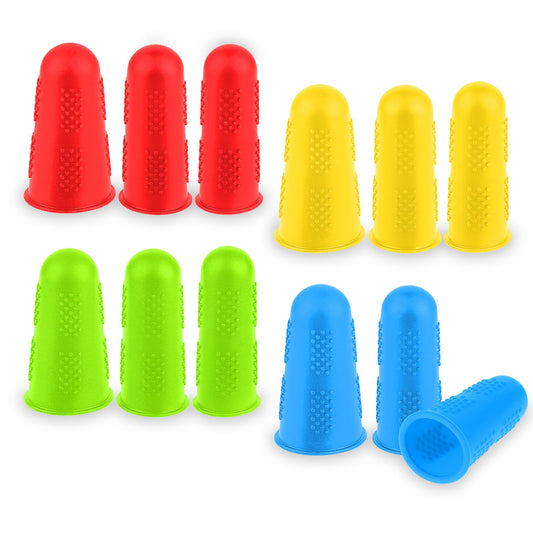 24 Pcs Silicone Finger Protectors Covers Reusable Thimble Finger Pads Grips Rubber Fingers Tips Guard Colors Fingertip Thumb Cots Pads for Sorting Task Embroidery Paperwork Carving Crafts