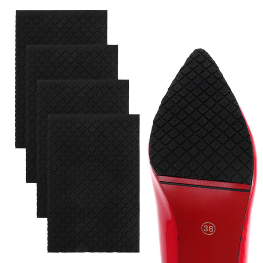 COMNICO 4PCS Non-Slip Shoes Pads, Silicone Adhesive Shoe Sole Protectors Anti-Slip Shoe Bottom Grip for Women High Heels Leather Shoes(Black)
