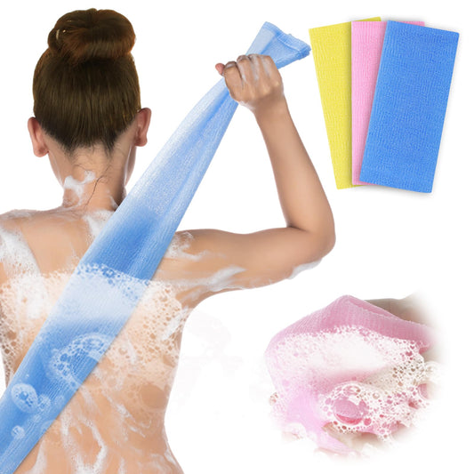 Sibba Exfoliating Washcloth Back Scrubber 3 Pcs Shower Body Net Rub Sponge Reusable Loofah Towel Skin Brush Clean Scrubbing Bathing Accessories Fit Spa Deep Massage, Back Skin, Soap