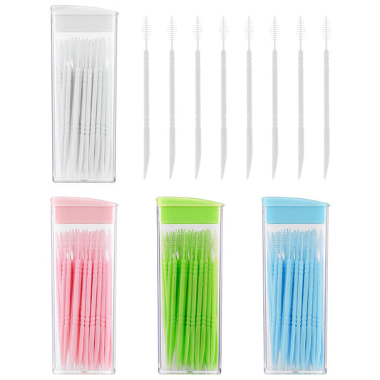 200 Pcs Plastic Double Head Dental Floss Interdental Toothpicks Brush Teeth Sticks, Teeth Cleaning Tool Portable Dental Oral Care Toothpicks