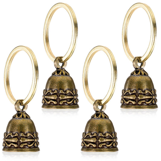 COMNICO Dog Collar Bell, 4Pcs Cat Bells Copper Bells Retro Aesthetics Extra Loud Dog Bells Cat Tracker Collar Anti-Lost ID Pendant Accessories Tags Decorative Pet Tracker for Cat Dog Collar