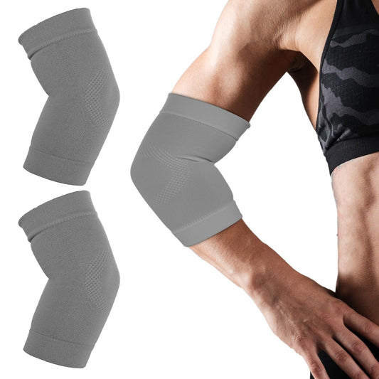 COMNICO Elbow Brace Compression Sleeve Nylon Tennis Golfers Elbow Joint Support Sports Protection Arm Support Sleeves Pain Relief Pads for Women Men (Gray)