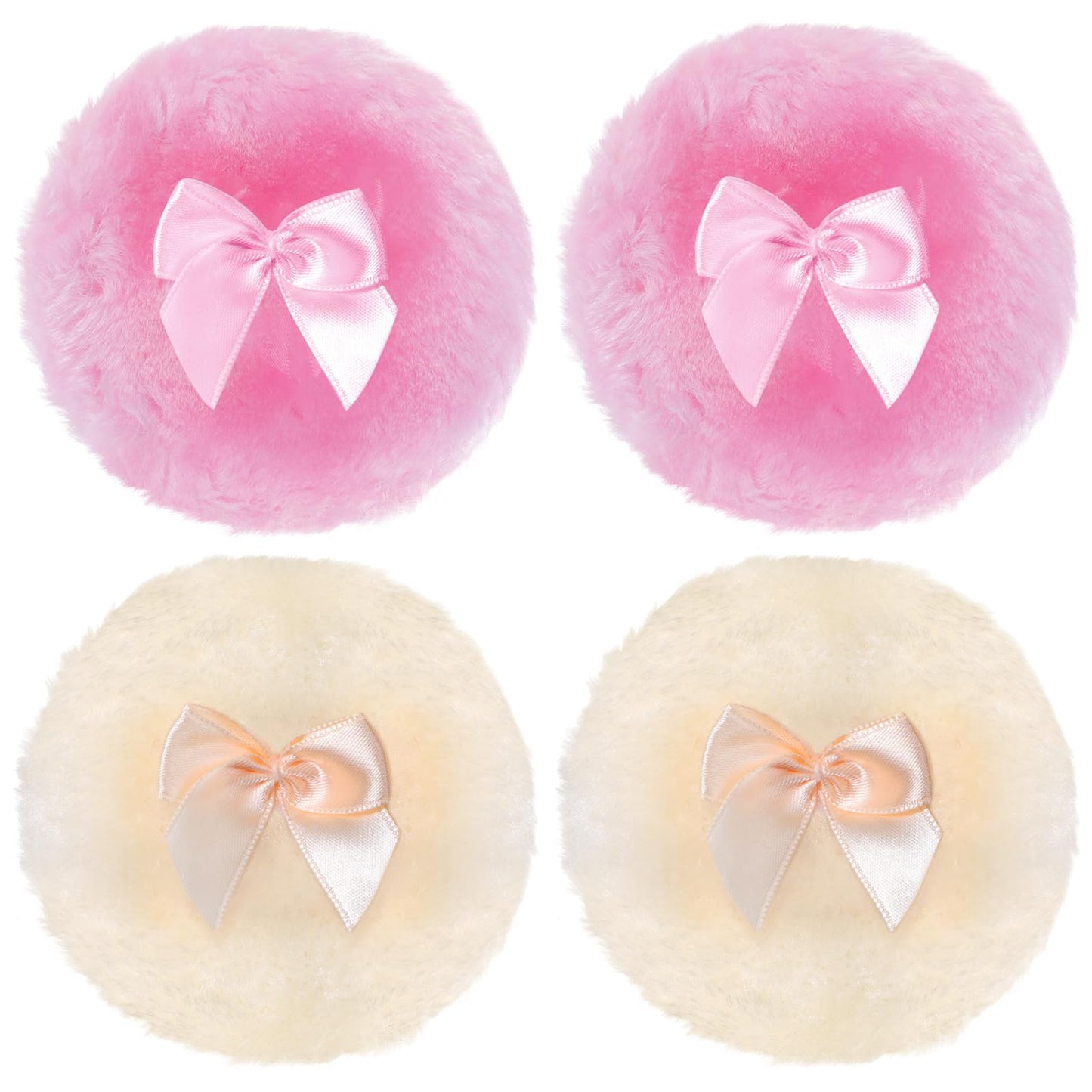 Sibba 4Pcs Large Fluffy Powder Puff, 3.5 Inch Ultra Soft Washable Reusable Velour Face Body Powder Puff Loose Powder Puffs Wet Dry Makeup Tool