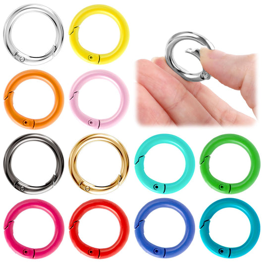 12Pcs Round Key Rings Small Snap Spring O Rings Keychain Smoothing Zinc Alloy Binder Rings Multi-Purpose Keyrings Buckle for Handbag Purse School Office DIY Accessories Craft Making
