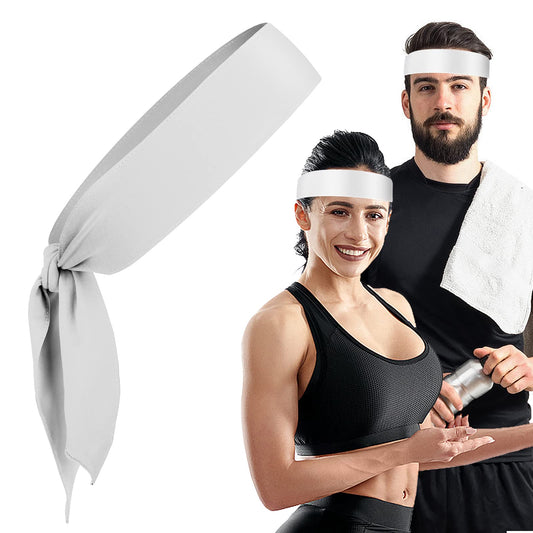 WLLHYF 1 Pc Tie Headbands Sports Headband Unisex Head Tie Adjustable Elastic Bandana Hair Wrap Sweatbands for Women Men Basketball Football Outdoors Activities (White)