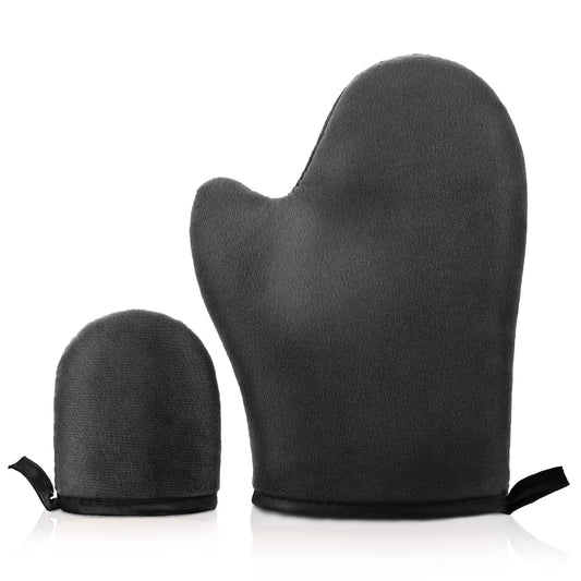 Sibba 2 Pack Self Tanning Mitt with Thumb Face Body Sunless Tan Mitts Applicator Velvet Double-Sided Tanner Gloves For Lotion Mousse Prevent Stained Hands Reusable Tanner Mitten
